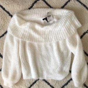 off the shoulder fuzzy sweater